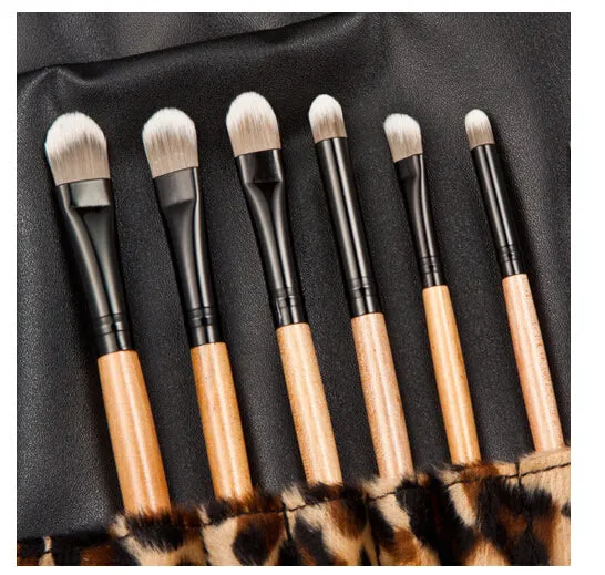 10 pcs Makeup Brushes Professional Make Up Brush Set Wooden Handle -Brown