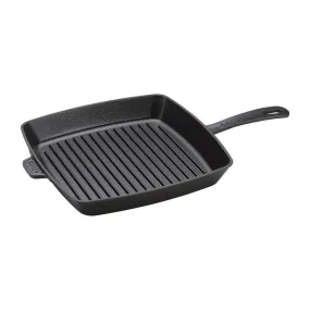 12" Cast Iron Square Grill Pan - Matte Black