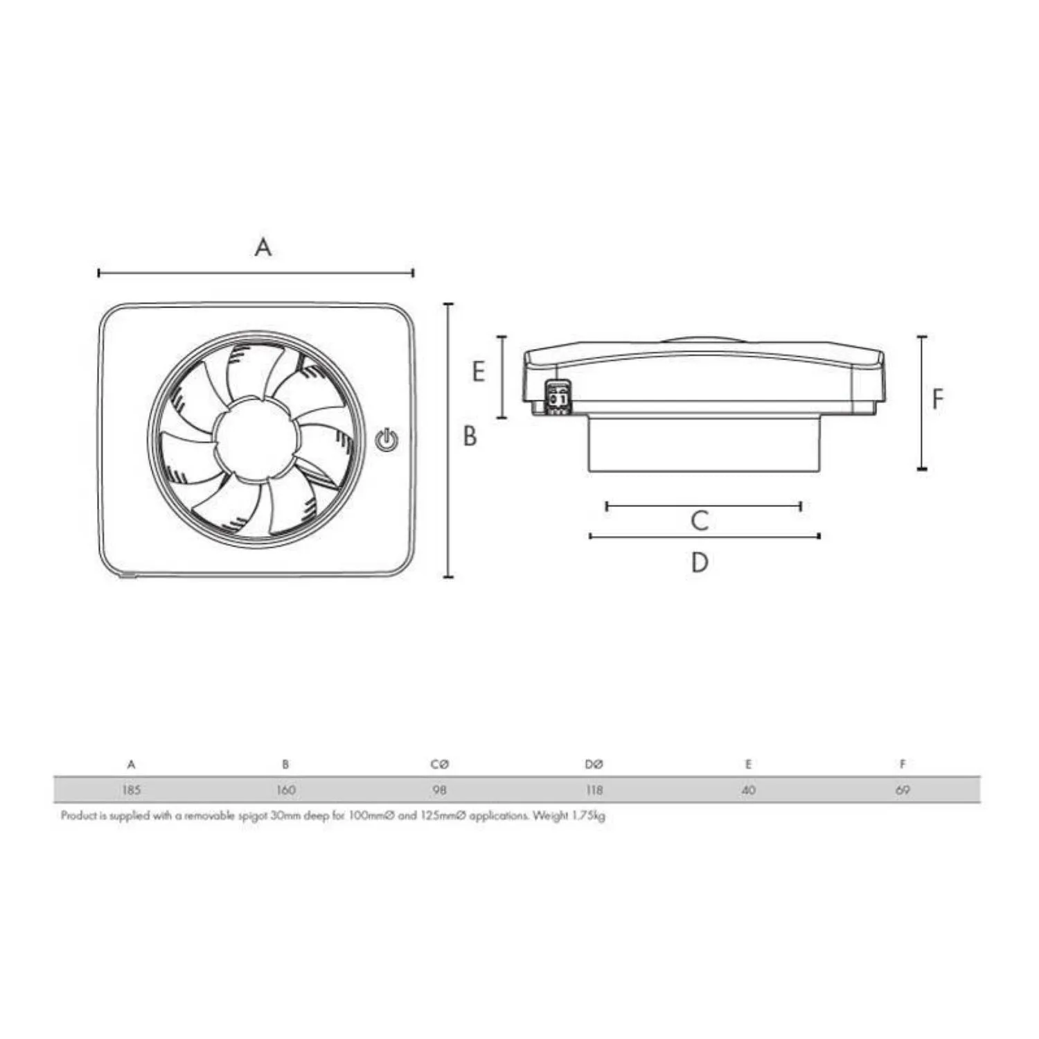 140m³/hr Vent-Axia PureAir Sense Smart Exhaust Fan in White - 479460