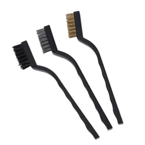 3Piece Mini Stainless Steel Brass Detail Metal Wire Brush Set