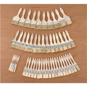 50 Piece Wooden Assorted Synthetic Bristol Disposable Throw Away Paint Brushes