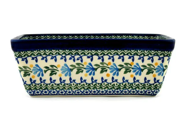 8" Loaf Pan 8" - Blue Fan Flowers