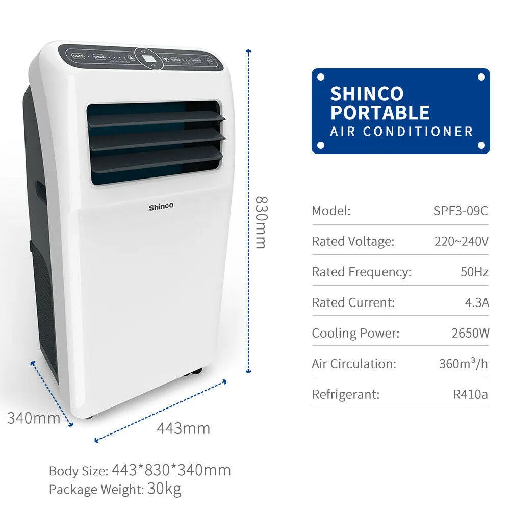 9000BTU 2.6kw Portable Air Conditioner Remote