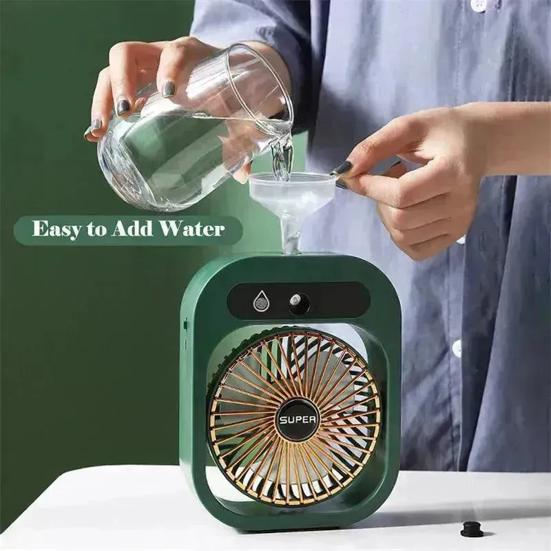 Air Conditioning Fan Desk Misting Fan Air Cooler Cooling USB Rechargeable Humidifier Portable Spray Fan With 3 Wind Speeds For Home