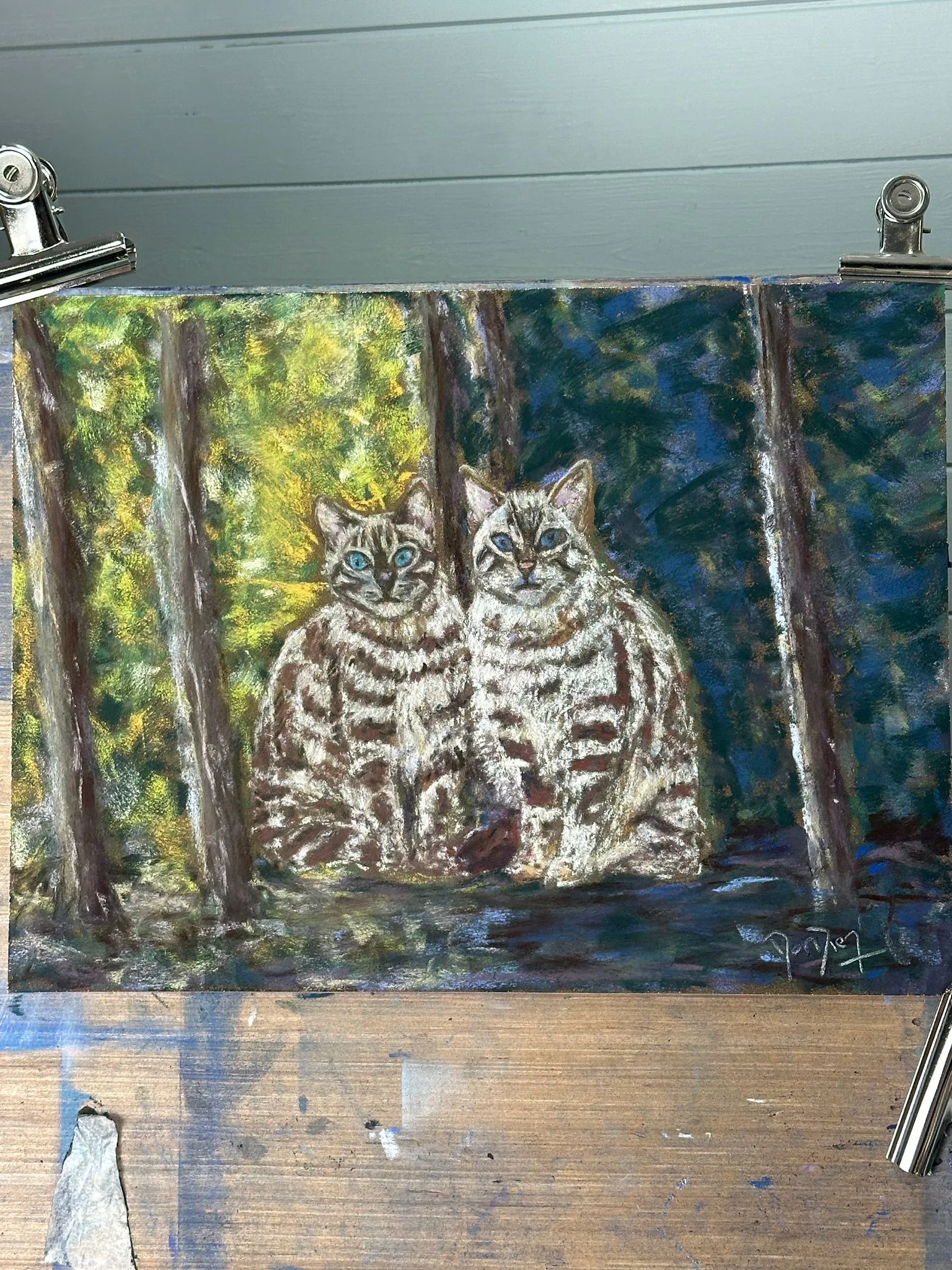 Ari and Nisha in the Outdoors Soft Pastels Painting