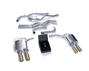 ARMYTRIX Stainless Steel Valvetronic Exhaust System w/Quad Gold Tips Audi A7 C8 2018 