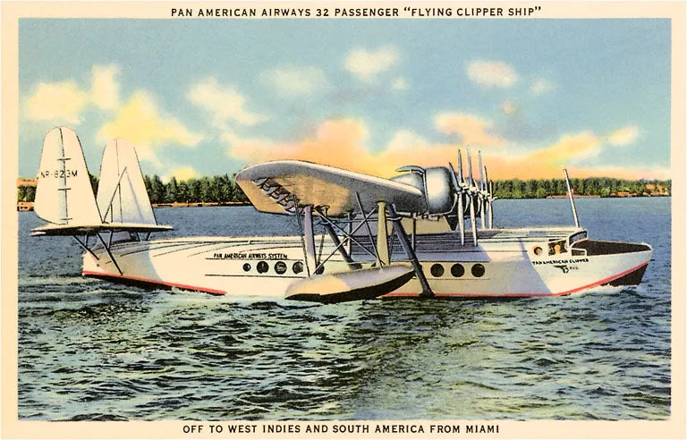 AV-40 Pan American Flying Clipper on Water - Vintage Image