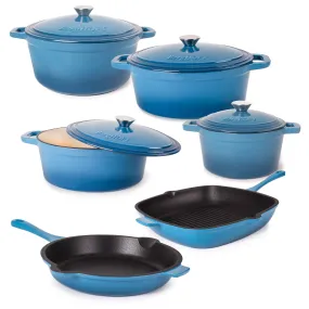 BergHOFF Neo 10pc Cast Iron Cookware Set, Blue