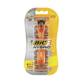 BIC 3 Hybrid Easy Razor Handle & 8 Cartridges