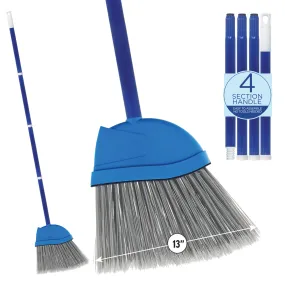 Big Angle Broom, 12" wide head w/ 4 piece handle