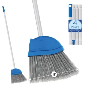 Big Angle Broom, 12" wide head w/ 4 piece threaded handle