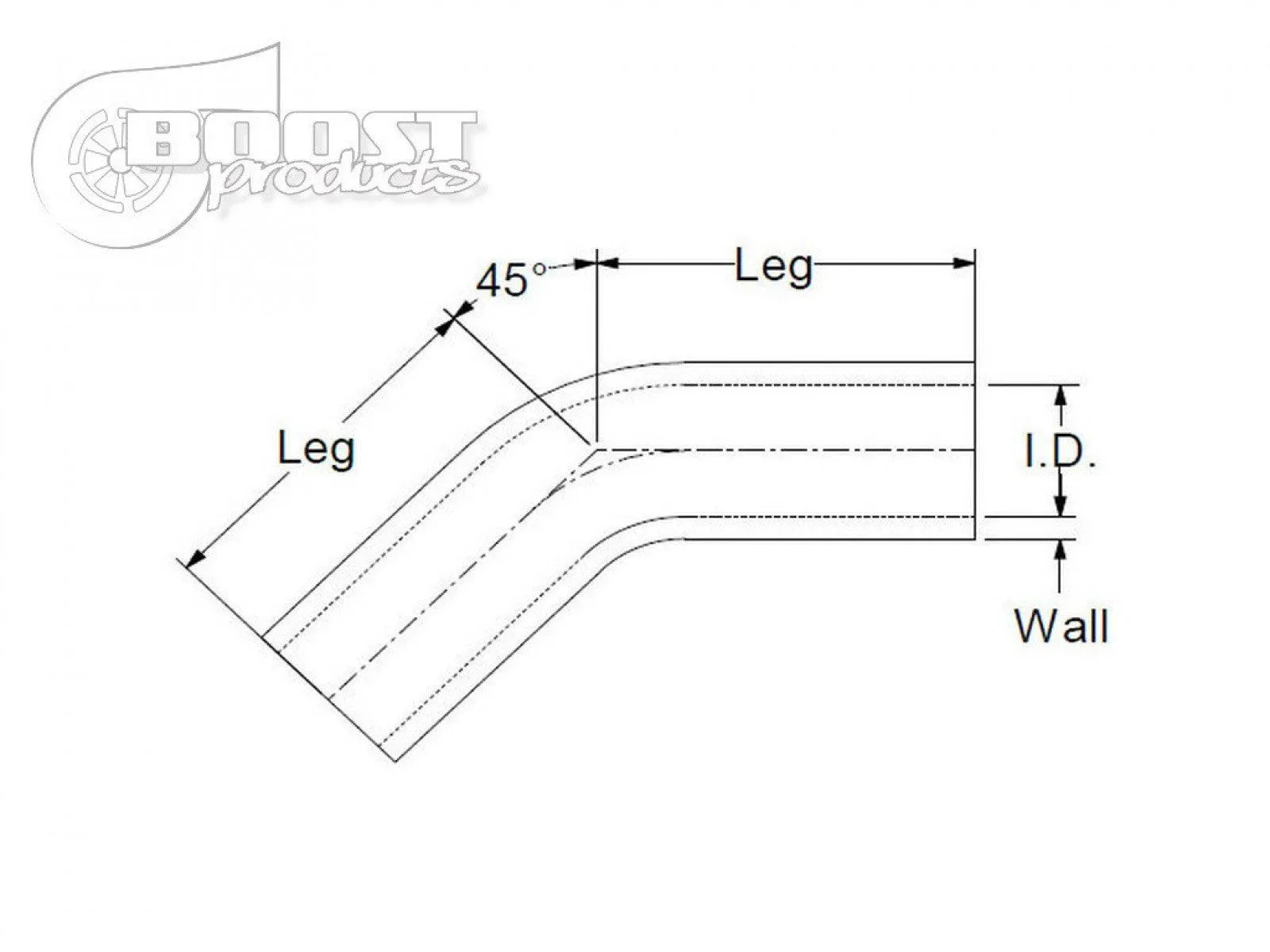 BOOST Products Silicone Elbow 45 Degrees, 51mm (2") ID, Black