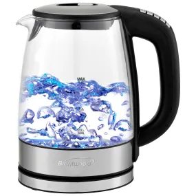 Brentwood KT-1982DBK 1.7L Cordless Digital Glass Electric Kettle with 6 Precise Temperature Presets, Black