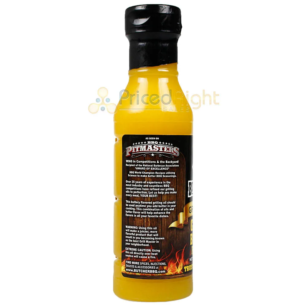 Butcher BBQ Garlic Butter Flavor Grilling Oil 12 oz. Bottle Competition Rated