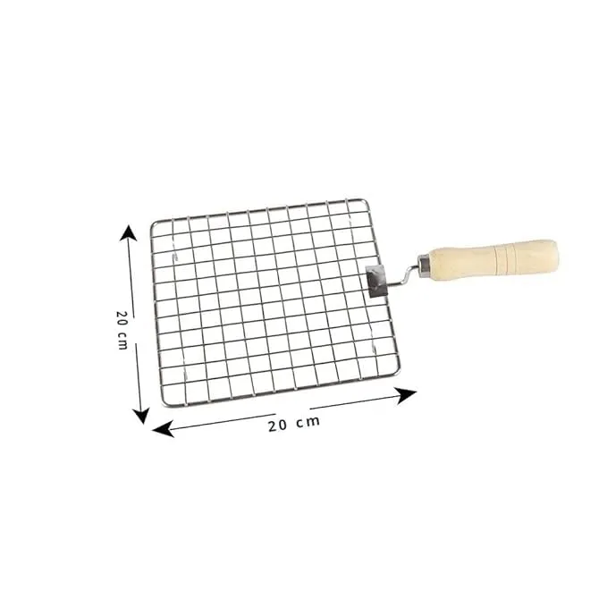 Chapati and Phulka Hand Grill Jali Barbecue Roasting Rack Wooden Handle (Round Shape) & (Square Shape)