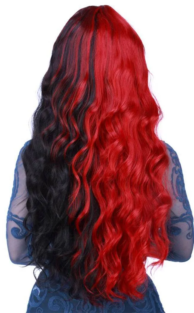 Classic Wavy Long Black/Red Wig