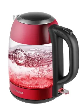 Concept Rk4081 Electric Kettle 1.7 L 2200 W Black, Red, Stainless Steel, Transparent