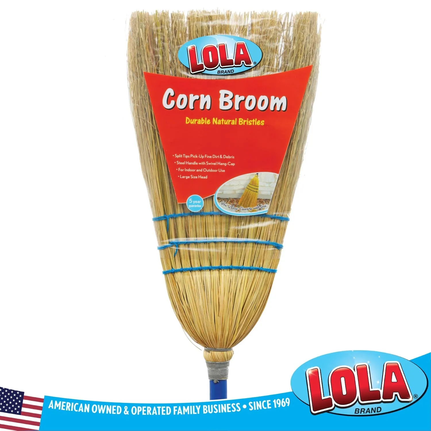 Corn Broom - 3 Sew, Large Head Sweeps a Wide Area Easily