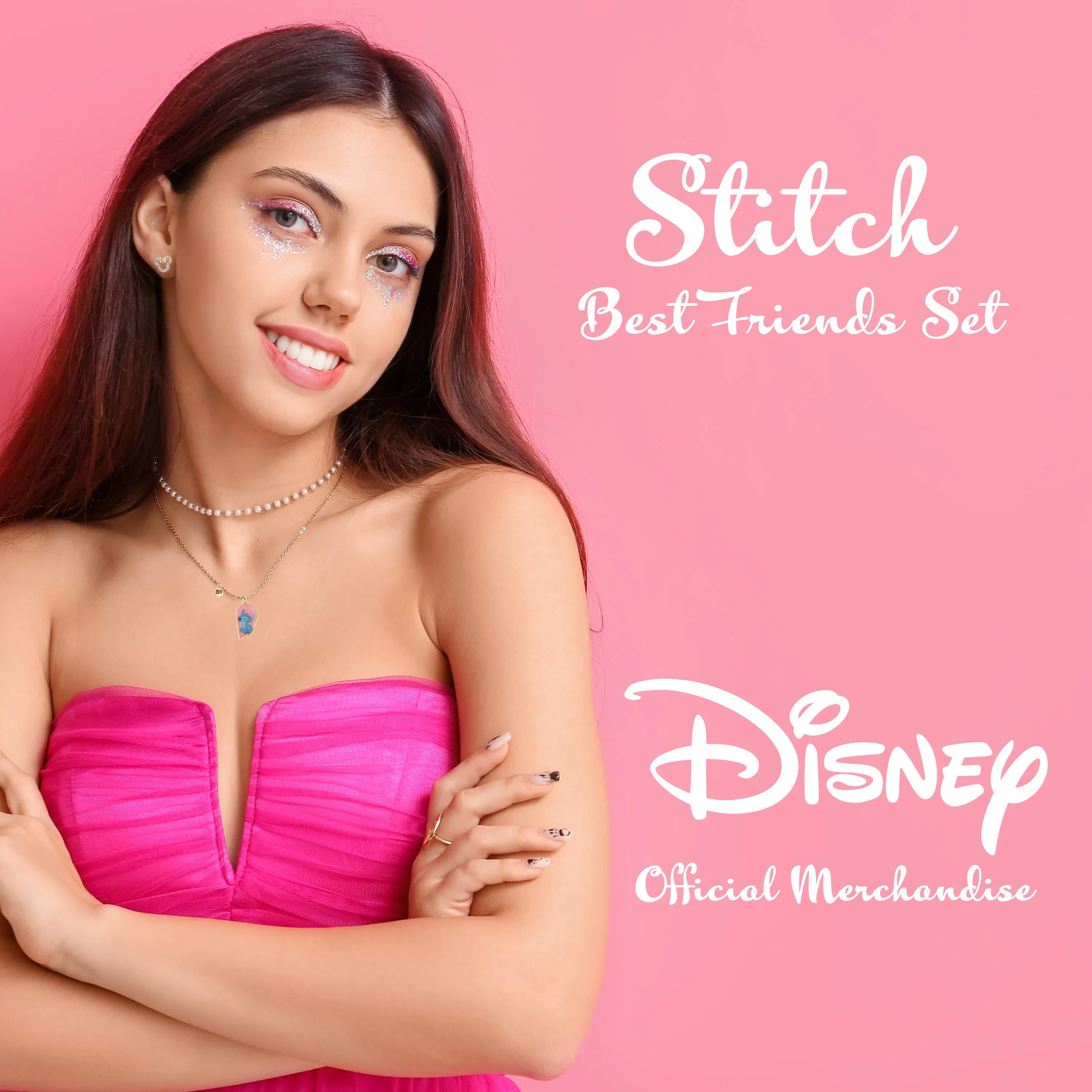 Disney Stitch Friendship Jewellery Set - Earrings, Bracelet & Necklace - Stitch & Angel