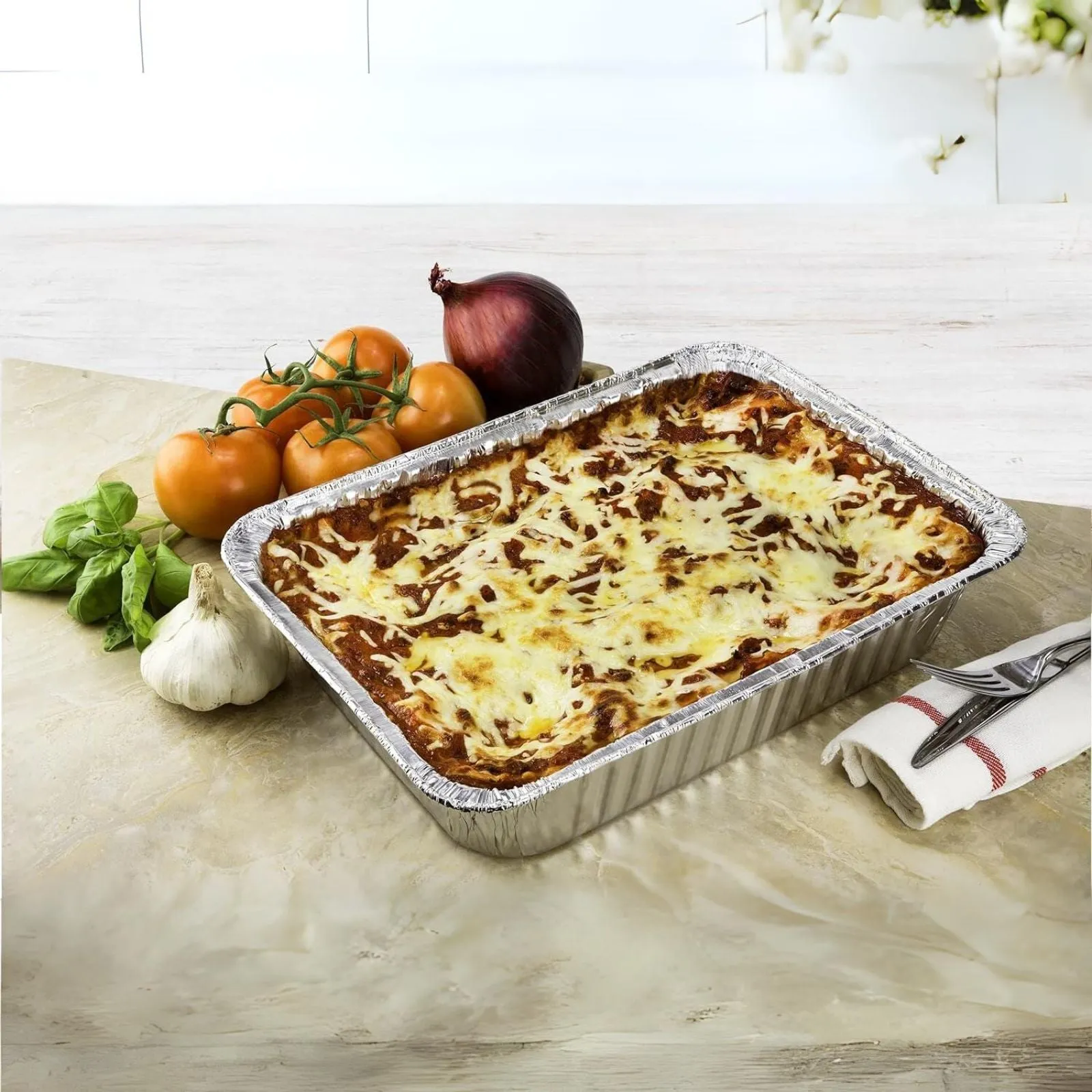 Disposable Aluminum Giant Lasagna Baking Pan 14.2 X 10.63 X 2.94 Inches