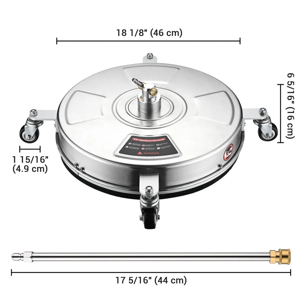 DIY 18in Surface Cleaner Pressure Washer Attachment 4000PSI 3.7GPM