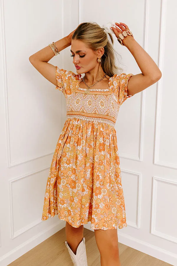 Fan Fav Smocked Floral Mini Dress in Orange