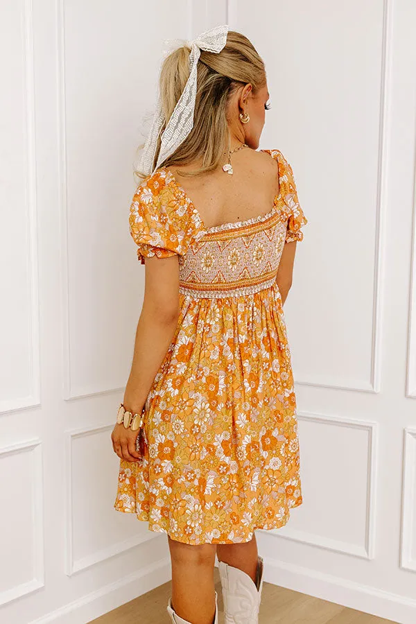 Fan Fav Smocked Floral Mini Dress in Orange