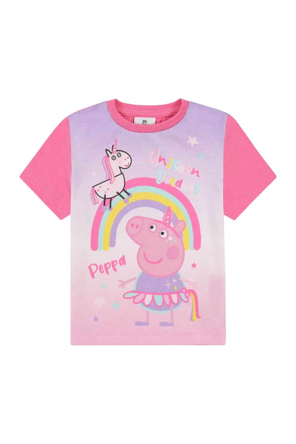 Girls Peppa Pig Unicorn Dreams  Rainbow Short Pyjamas