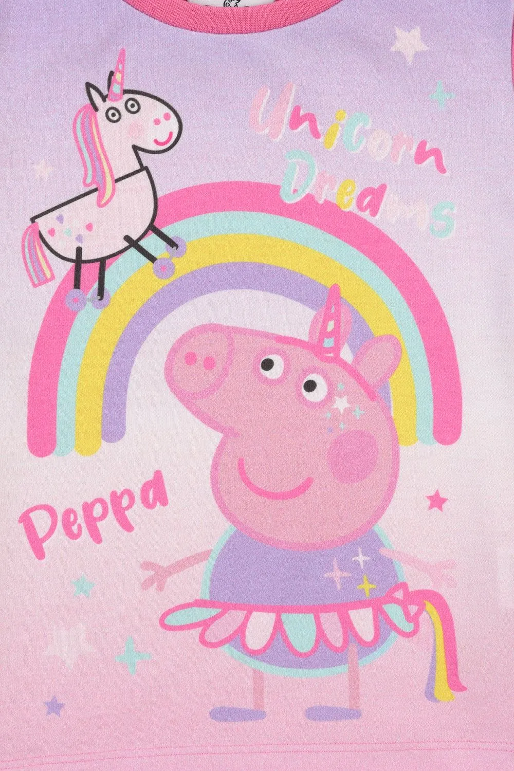 Girls Peppa Pig Unicorn Dreams  Rainbow Short Pyjamas