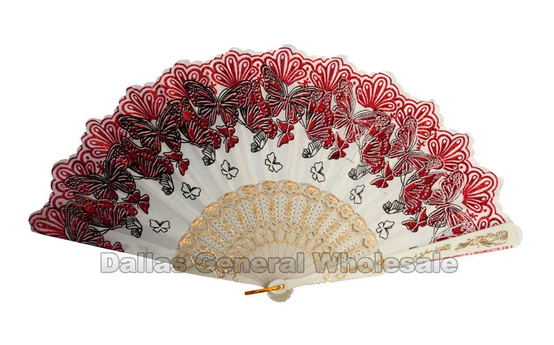 Glitter Floral Butterfly Oriental Hand Fans Wholesale