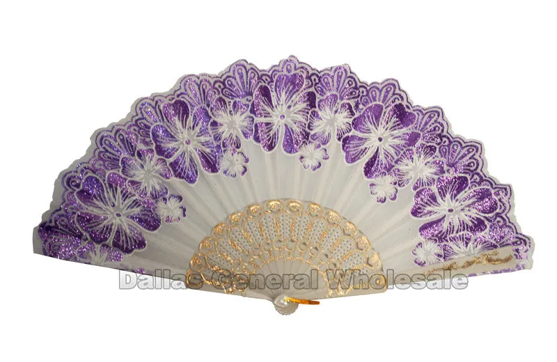 Glitter Floral Butterfly Oriental Hand Fans Wholesale