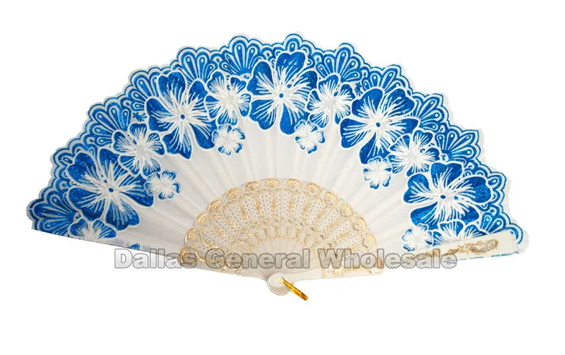 Glitter Floral Butterfly Oriental Hand Fans Wholesale