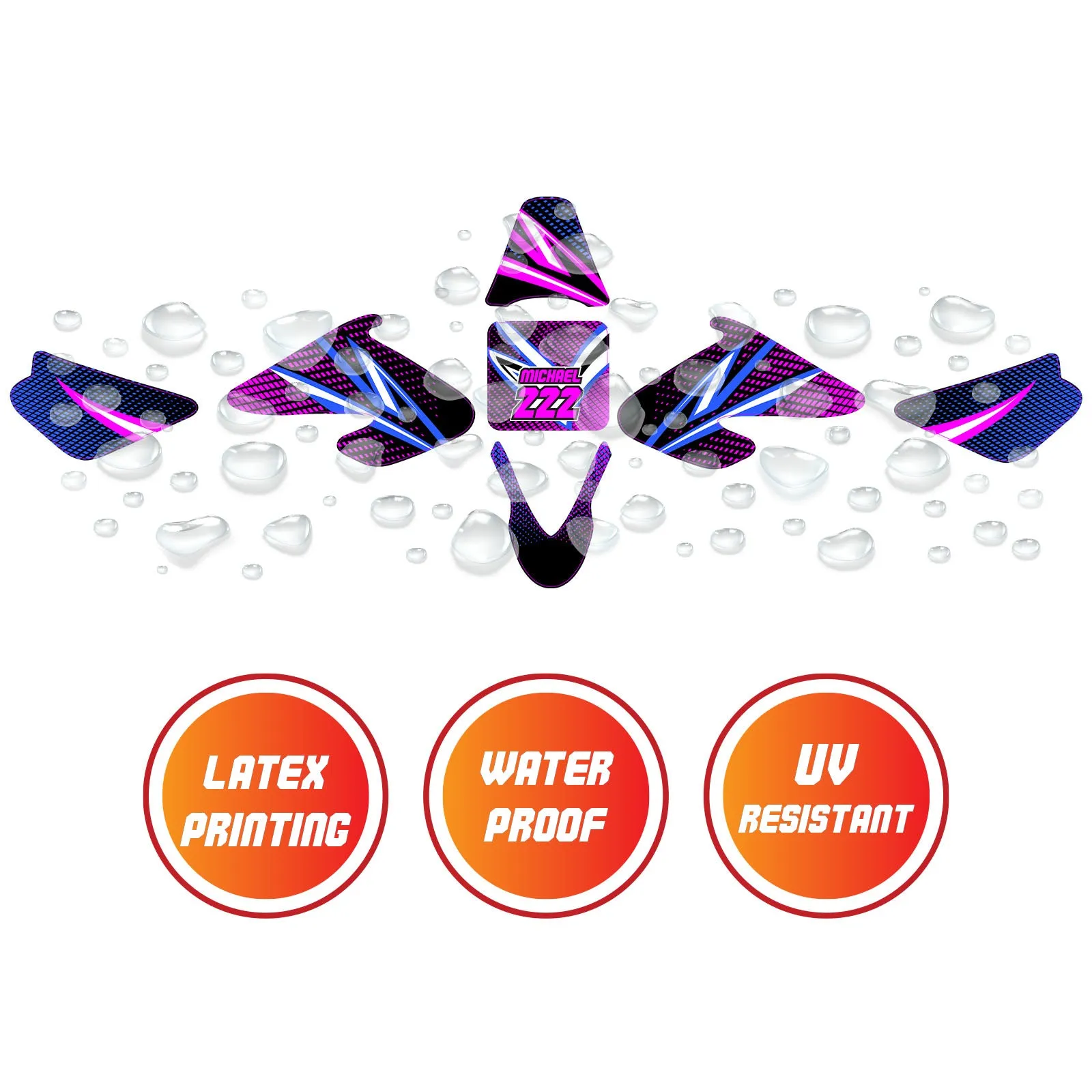 Graphic Kit Decals Fairing Sticker Custom Number For Razor MX500 MX650 - C011 Neon Prism