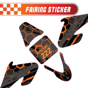 Graphic Kit Decals Fairing Sticker Custom Number For Razor MX500 MX650 - L003 Orange Hexagon