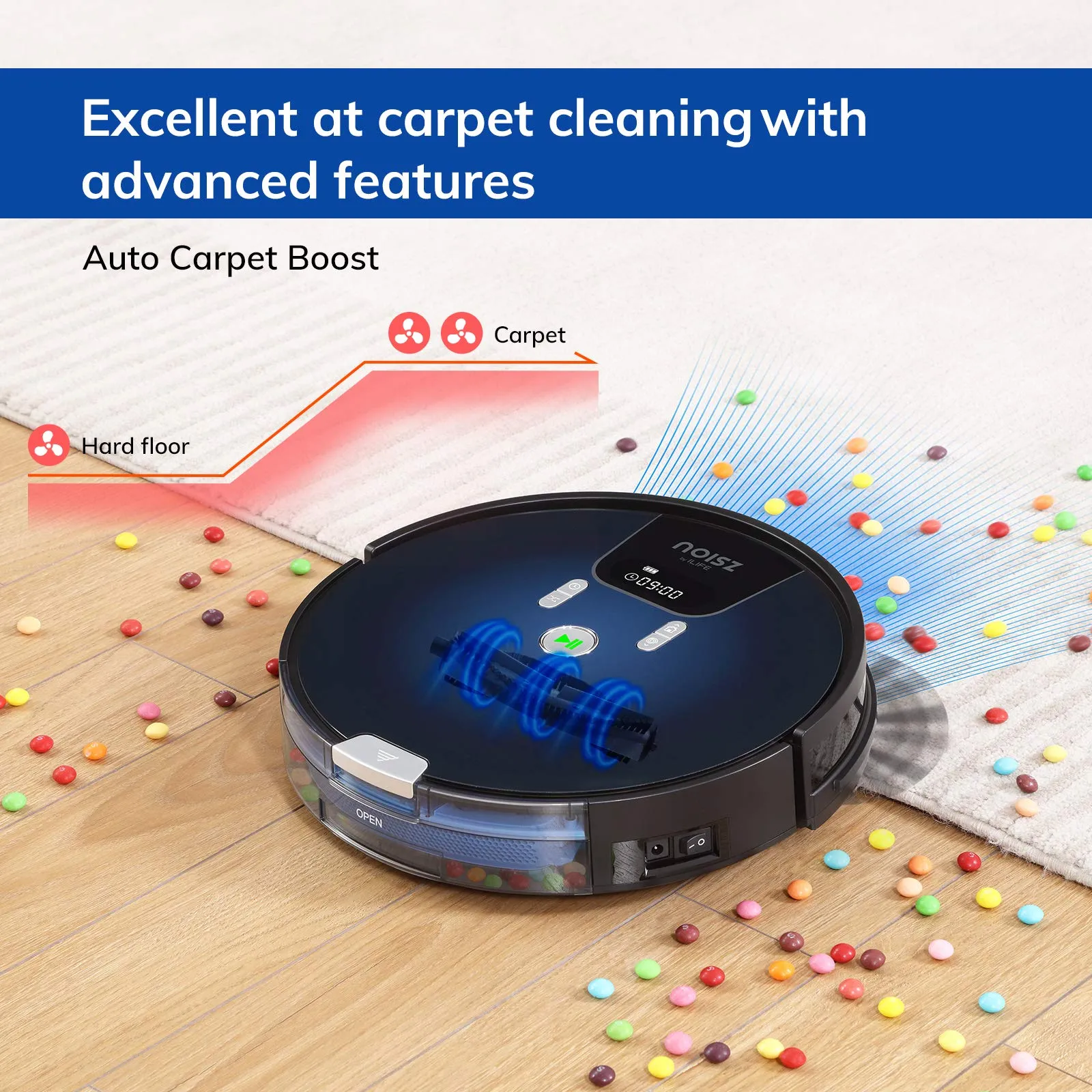 Ilife Noisz S8 Pro Robot Vacuum & Mop 2000pa Boost Route Planning Gradient Blue