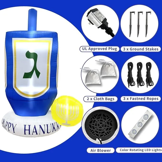 Jumbo 6FT Hanukkah Decoration Dreidel Inflatable with Gold Coins