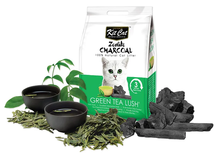 Kit Cat Zeolite Charcoal Green Tea Lush Cat Litter 4kg