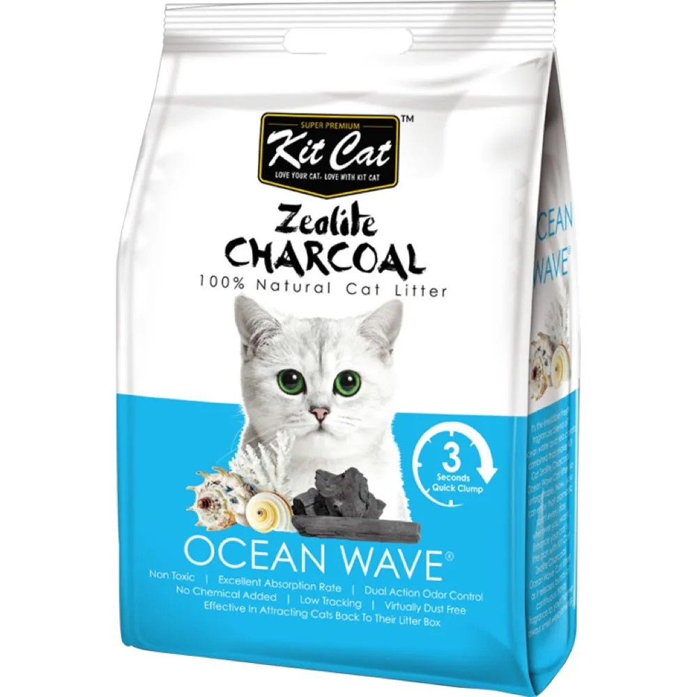 Kit Cat Zeolite Charcoal Ocean Wave Cat Litter 4kg