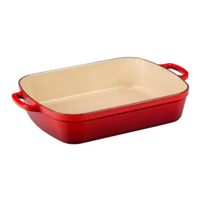 Le Creuset Signature Enameled Cast Iron Rectangular Roasting Pan, 5.25-Quart, Cerise