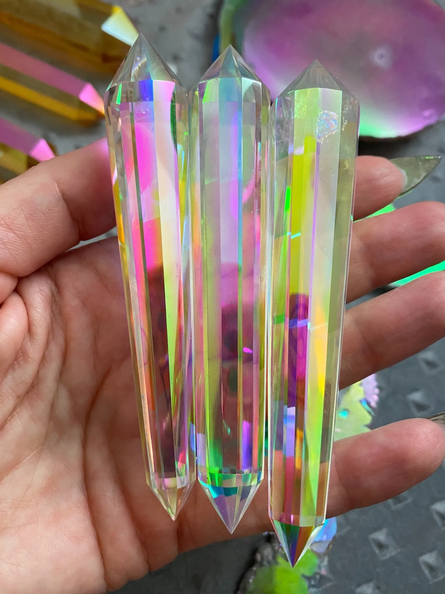 Magickal 12 Sided Vogel Angel Aura Quartz Wand