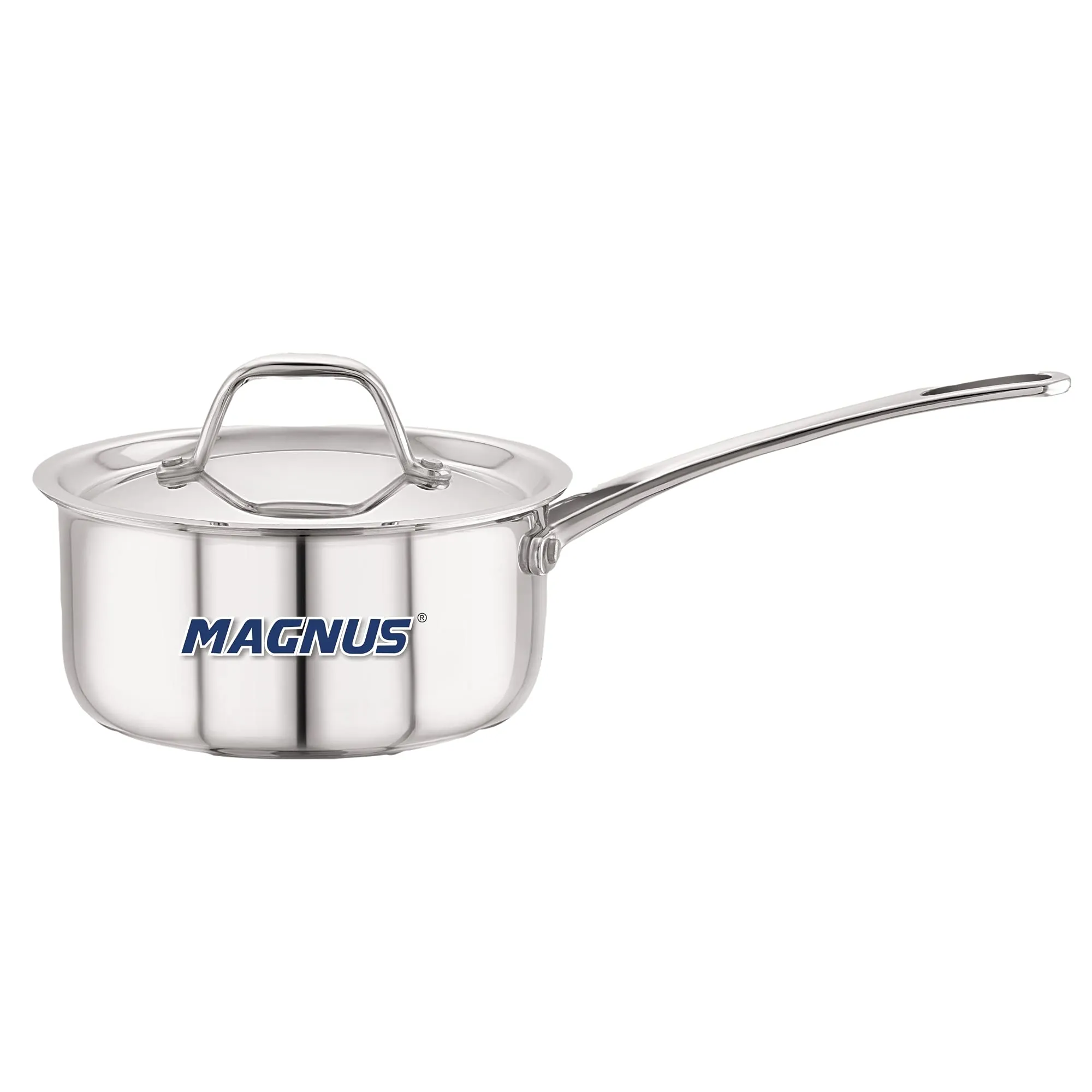 Magnus Triply Stainless Steel Sauce Pan with Stainless Steel Lid and Induction Bottom, 18 cm|2.2 L, Silver|Use for Home, Kitchen and Restaurant - Easy to Clean and Dishwasher Oven Safe