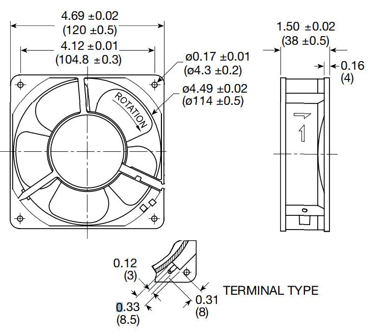 Mechatronics 120x120x38mm Low Speed IP55 Rated 230V AC Fan UF12A23-BTLNR