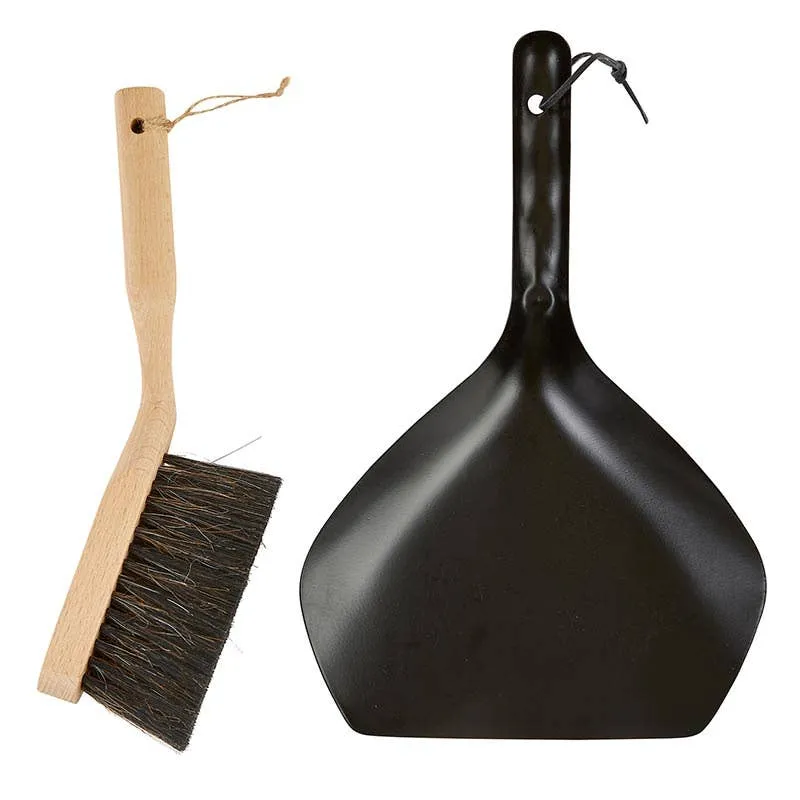 Metal & Wood Dust Pan Set