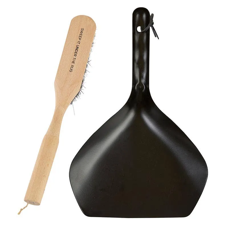 Metal & Wood Dust Pan Set