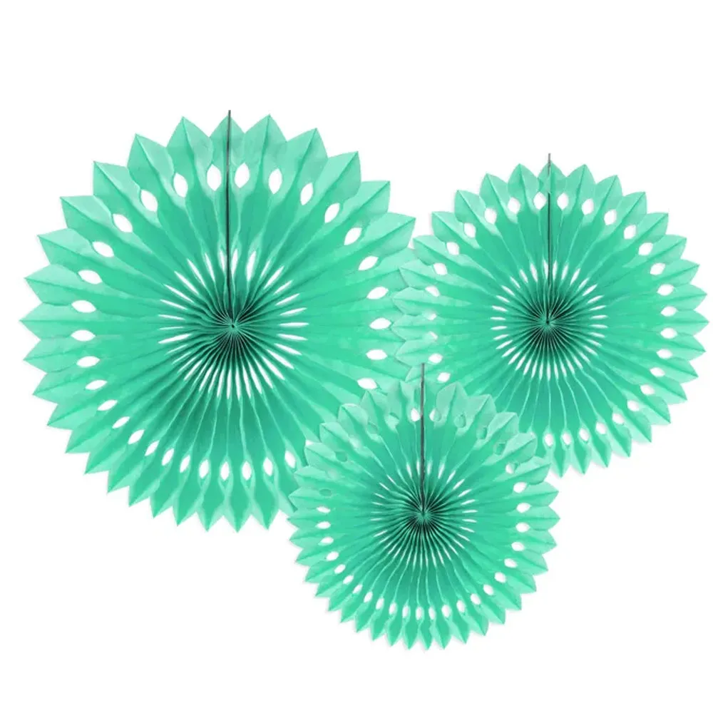 Mint Green Decorative Tissue Fans - Pack of 3