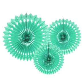 Mint Green Decorative Tissue Fans - Pack of 3