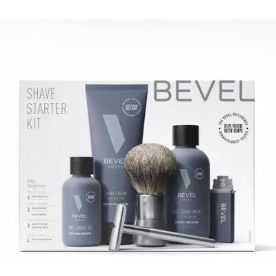 New - Bevel Men's Shave Kit - Safety Razor, Shave Brush, Shave Cream, Pre Shave Oil, Post Shave Balm and 20 Blades - 6ct