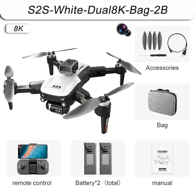 NEW S2S Mini Drone 4k Profesional 8K HD Camera Obstacle Avoidance Aerial Photography Brushless Motor Foldable Quadcopter Kid Toy