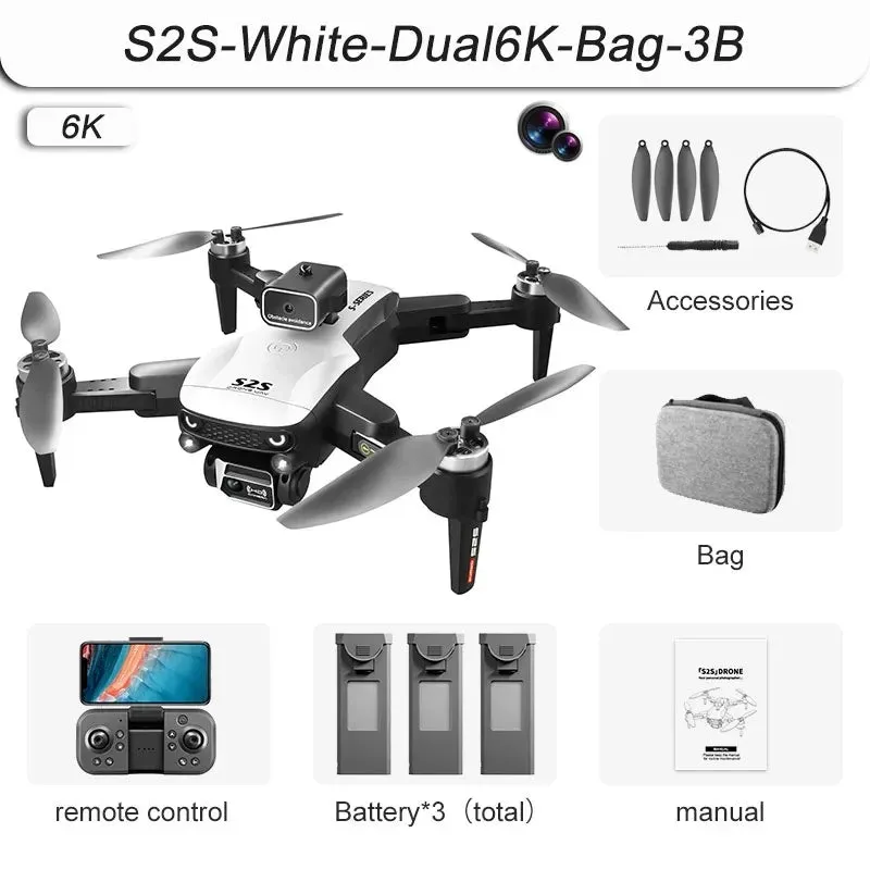 NEW S2S Mini Drone 4k Profesional 8K HD Camera Obstacle Avoidance Aerial Photography Brushless Motor Foldable Quadcopter Kid Toy