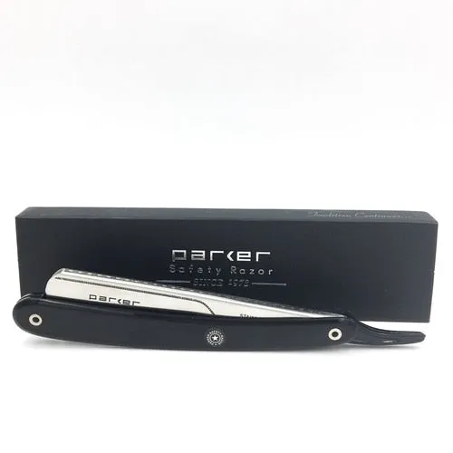 Parker - PTB Push Type Black Handle Shavette Straight Razor